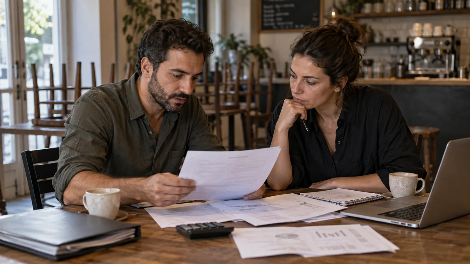 שותפים בבית עסק בוחנים נתונים כספיים