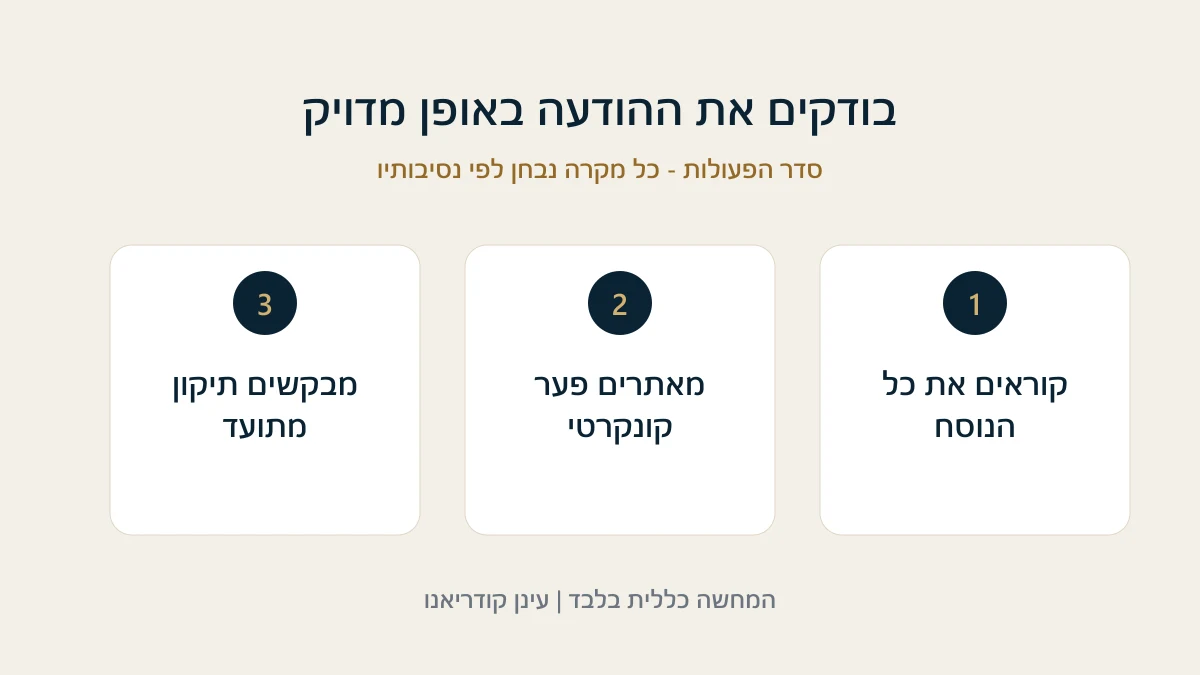 קוראים את כל הנוסח - מאתרים פער קונקרטי - מבקשים תיקון מתועד